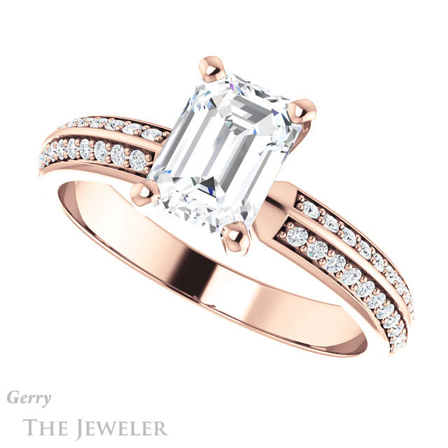 Emerald Cut Forever Brilliant Moissanite Engagement Ring #GTJ1136-emerald-fb-r