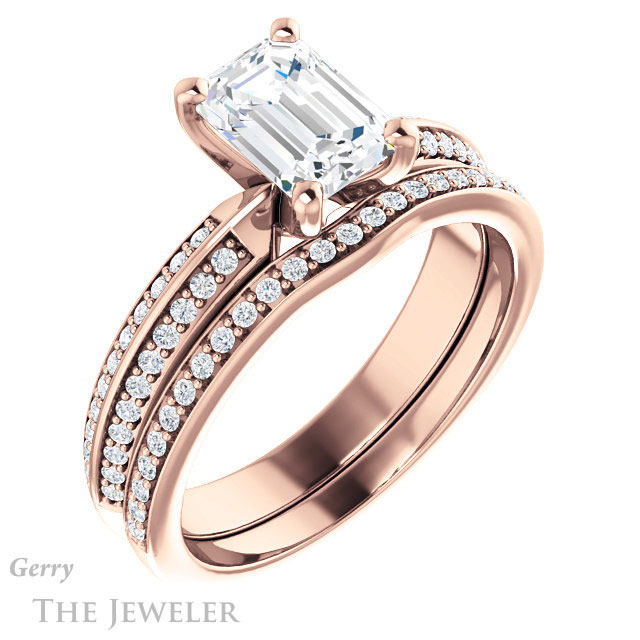 Emerald Cut Forever Brilliant Moissanite Engagement Ring #GTJ1136-emerald-fb-r