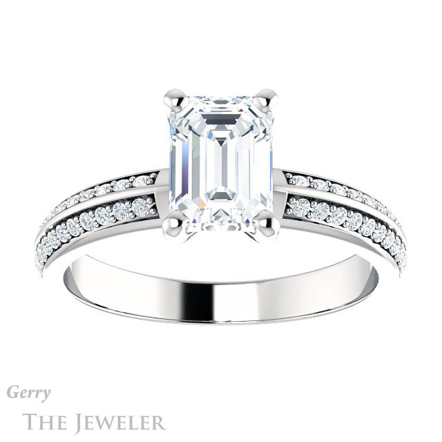Emerald Cut Forever Brilliant Moissanite Engagement Ring #GTJ1136-emerald-fb-w
