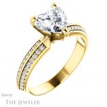 Heart Shaped Forever One Moissanite Engagement Ring #GTJ1136-heart-fb-y 4 Heart Shaped Forever Brilliant Moissanite Engagement Ring #GTJ1136-heart-fb-y