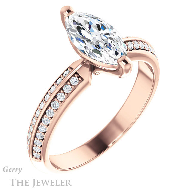 Marquise Cut Forever One Moissanite Engagement Ring #GTJ1136-marquise-fb-r 4 Marquise Cut Forever Brilliant Moissanite Engagement Ring #GTJ1136-marquise-fb-r