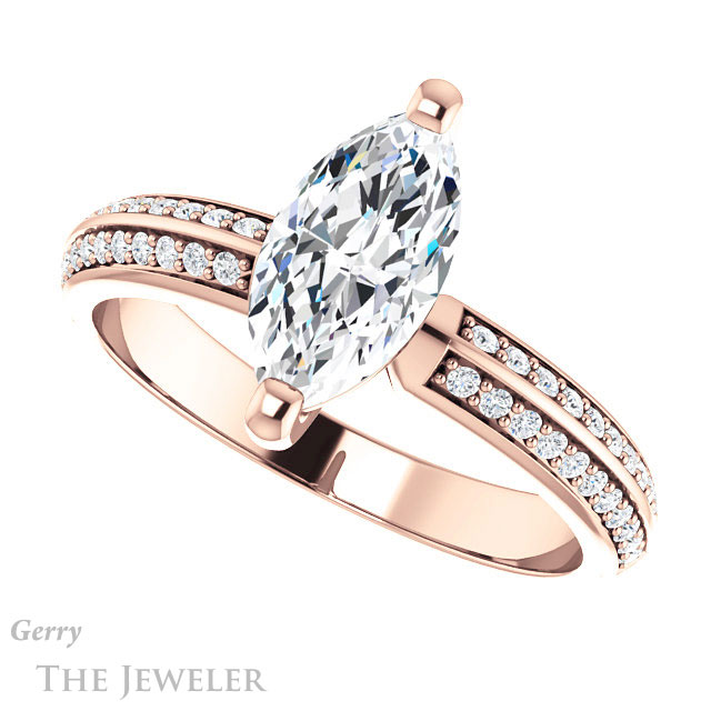 Marquise Cut Forever One Moissanite Engagement Ring #GTJ1136-marquise-fb-r 5 Marquise Cut Forever Brilliant Moissanite Engagement Ring #GTJ1136-marquise-fb-r