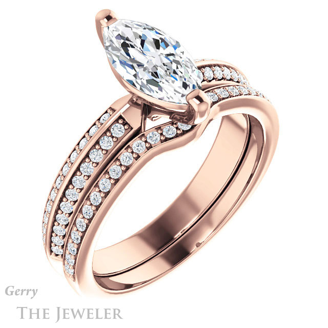 Marquise Cut Forever One Moissanite Engagement Ring #GTJ1136-marquise-fb-r 6 Marquise Cut Forever Brilliant Moissanite Engagement Ring #GTJ1136-marquise-fb-r