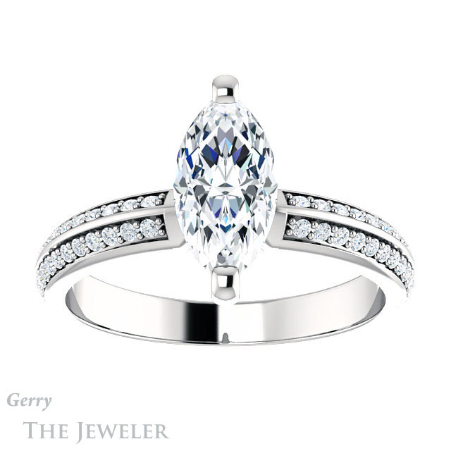 Marquise Cut Forever Brilliant Moissanite Engagement Ring #GTJ1136-marquise-fb-w
