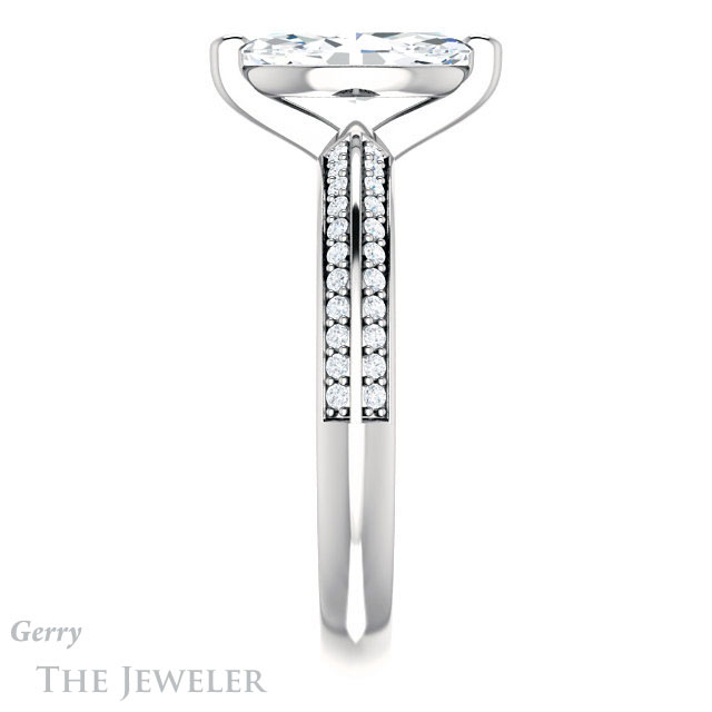 Marquise Cut Forever One Moissanite Engagement Ring #GTJ1136-marquise-fb-w 3 Marquise Cut Forever Brilliant Moissanite Engagement Ring #GTJ1136-marquise-fb-w