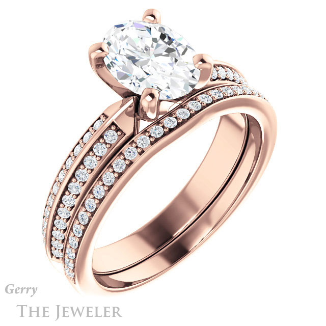 Oval Shaped Forever One Moissanite Engagement Ring #GTJ1136-oval-fo-r