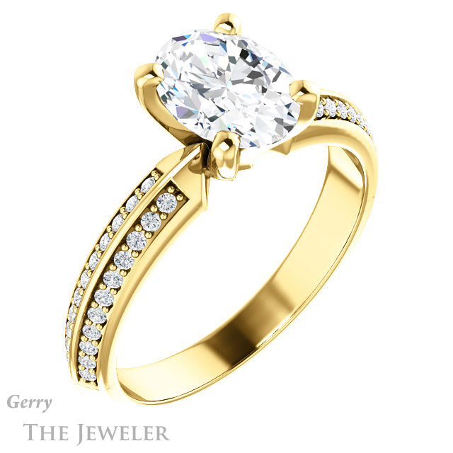 Oval Shaped Forever One Moissanite Engagement Ring #GTJ1136-oval-fo-y 4 Oval Shaped Forever One Moissanite Engagement Ring #GTJ1136-oval-fo-y