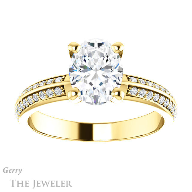 Oval Shaped Forever One Moissanite Engagement Ring #GTJ1136-oval-fo-y 1 Oval Shaped Forever One Moissanite Engagement Ring #GTJ1136-oval-fo-y