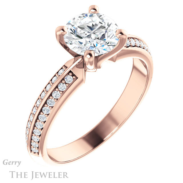 Round Cut Forever One Moissanite Engagement Ring #GTJ1136-round-fo-r