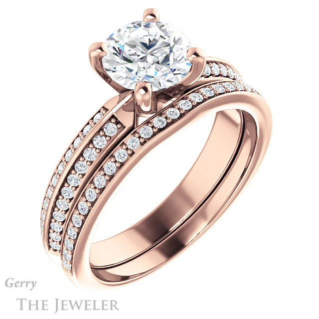 Round Cut Forever One Moissanite Engagement Ring #GTJ1136-round-fo-r