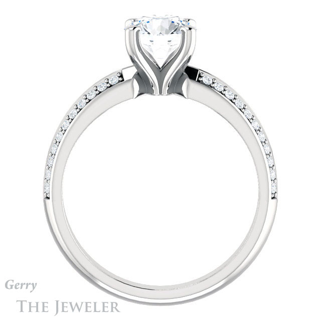 Round Cut Forever One Moissanite Engagement Ring #GTJ1136-round-fo-w