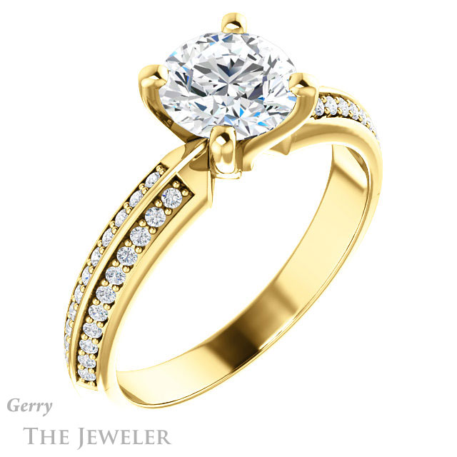 Round Cut Forever One Moissanite Engagement Ring #GTJ1136-round-fo-y