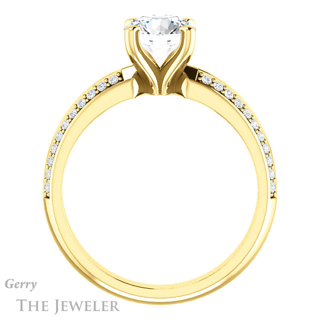 Round Cut Forever One Moissanite Engagement Ring #GTJ1136-round-fo-y