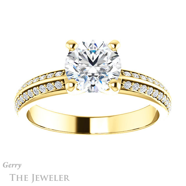 Round Cut Forever One Moissanite Engagement Ring #GTJ1136-round-fo-y