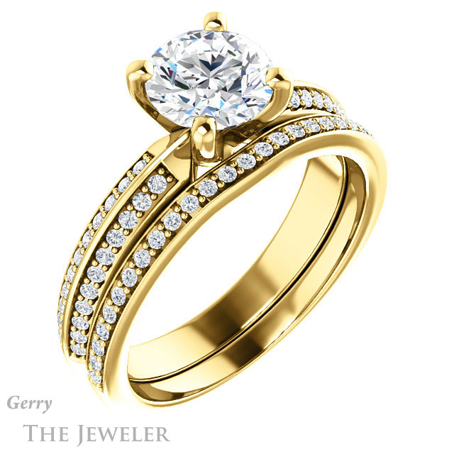Round Cut Forever One Moissanite Engagement Ring #GTJ1136-round-fo-y