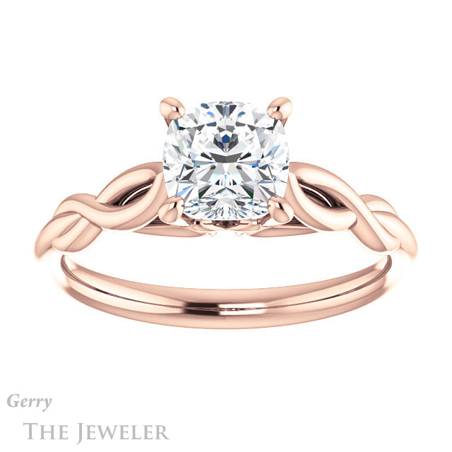 Cushion Cut Forever One Moissanite Engagement Ring #GTJ1137-cushion-fo-r