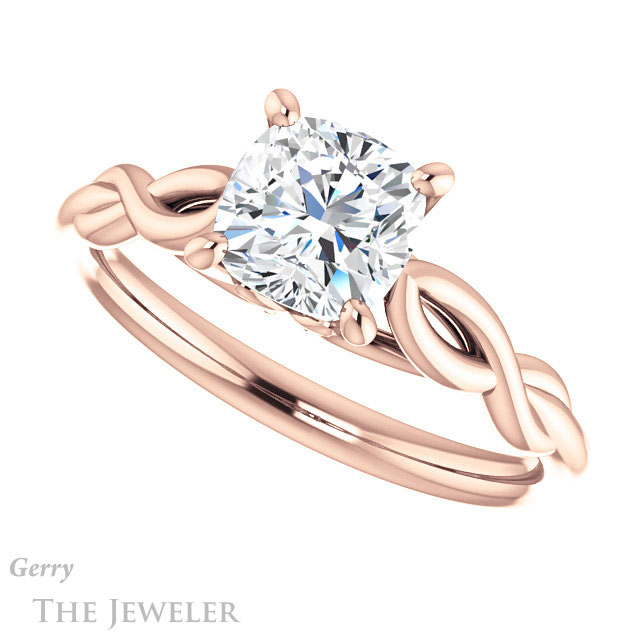 Cushion Cut Forever One Moissanite Engagement Ring #GTJ1137-cushion-fo-r 5 Cushion Cut Forever One Moissanite Engagement Ring #GTJ1137-cushion-fo-r
