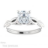 Cushion Cut Forever One Moissanite Engagement Ring #GTJ1137-cushion-fo-w 1 Cushion Cut Forever One Moissanite Engagement Ring #GTJ1137-cushion-fo-w