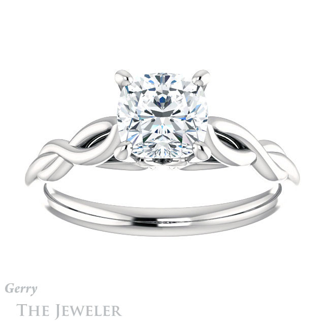 Cushion Cut Forever One Moissanite Engagement Ring #GTJ1137-cushion-fo-w