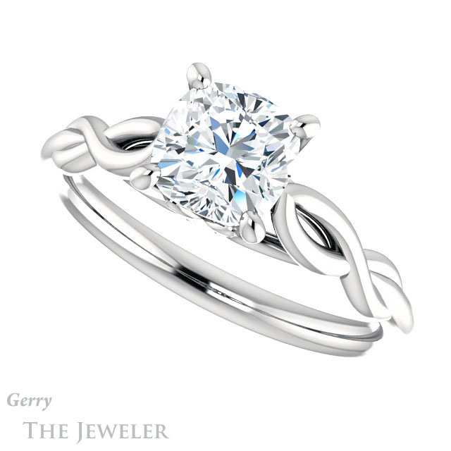 Cushion Cut Forever One Moissanite Engagement Ring #GTJ1137-cushion-fo-w 5 Cushion Cut Forever One Moissanite Engagement Ring #GTJ1137-cushion-fo-w