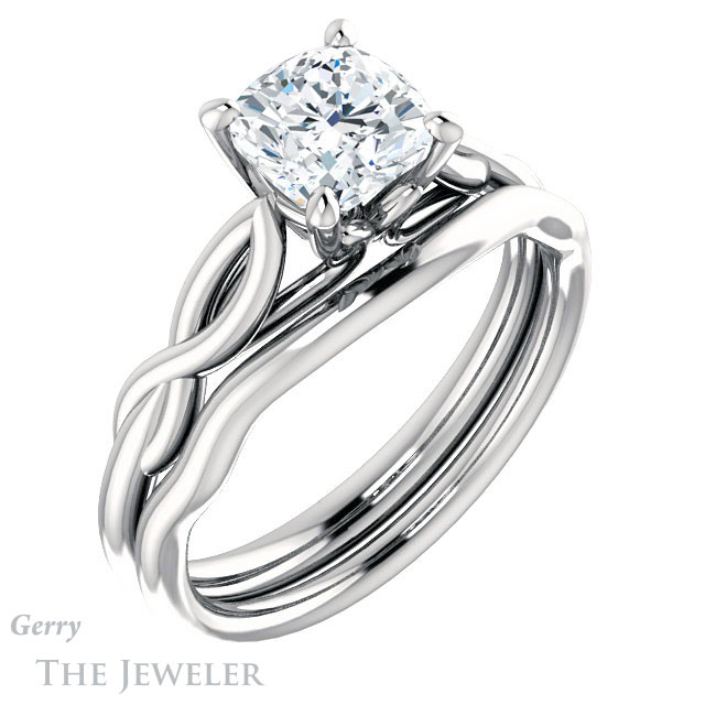 Cushion Cut Forever One Moissanite Engagement Ring #GTJ1137-cushion-fo-w 6 Cushion Cut Forever One Moissanite Engagement Ring #GTJ1137-cushion-fo-w