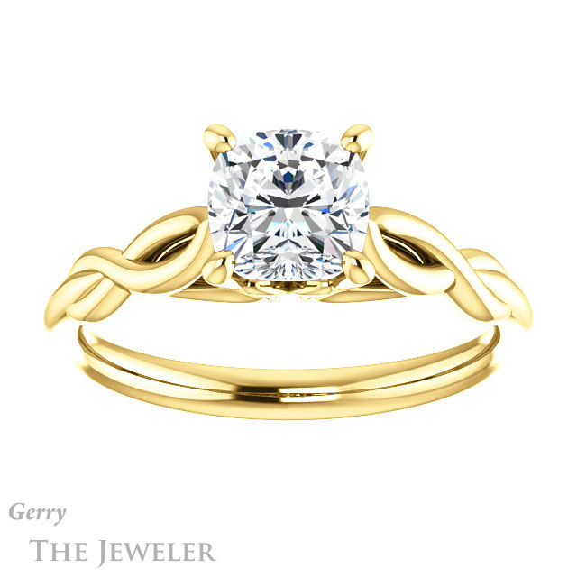 Cushion Cut Forever One Moissanite Engagement Ring #GTJ1137-cushion-fo-y