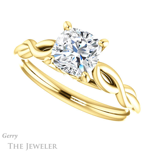 Cushion Cut Forever One Moissanite Engagement Ring #GTJ1137-cushion-fo-y 5 Cushion Cut Forever One Moissanite Engagement Ring #GTJ1137-cushion-fo-y