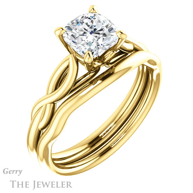 Cushion Cut Forever One Moissanite Engagement Ring #GTJ1137-cushion-fo-y 6 Cushion Cut Forever One Moissanite Engagement Ring #GTJ1137-cushion-fo-y