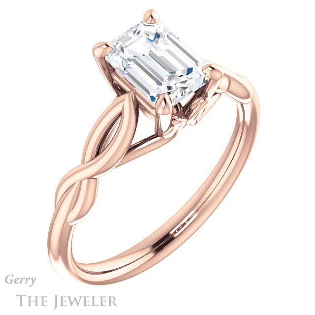 Emerald Cut Forever Brilliant Moissanite Engagement Ring #GTJ1137-emerald-fb-r