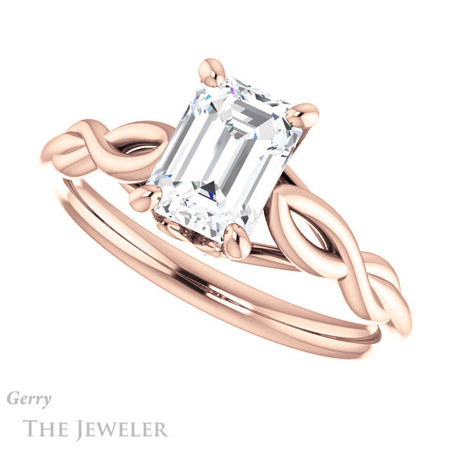 Emerald Cut Forever Brilliant Moissanite Engagement Ring #GTJ1137-emerald-fb-r