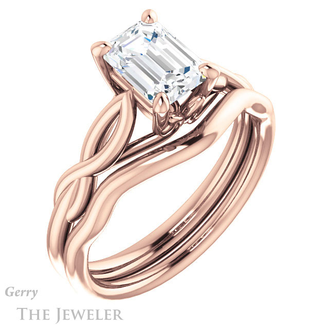 Emerald Cut Forever Brilliant Moissanite Engagement Ring #GTJ1137-emerald-fb-r