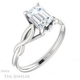 Emerald Cut Forever Brilliant Moissanite Engagement Ring #GTJ1137-emerald-fb-w