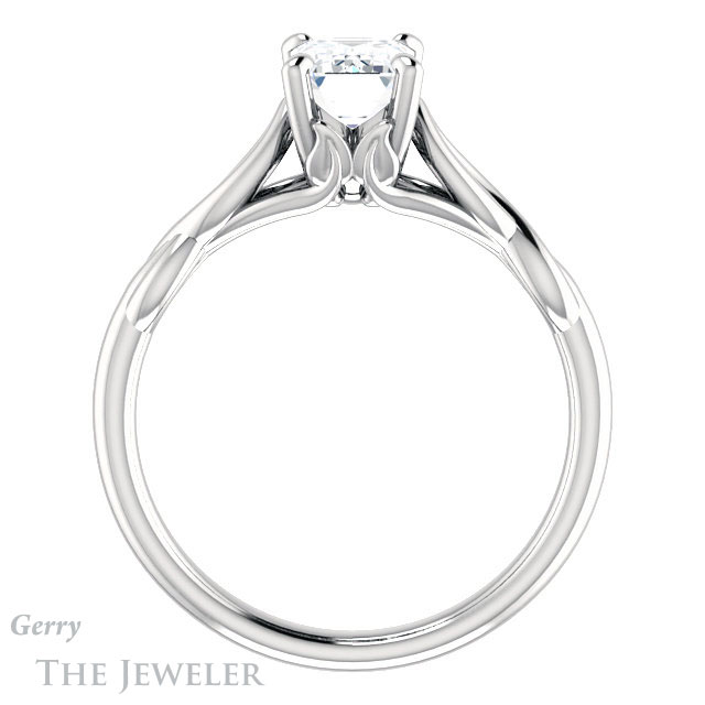 Emerald Cut Forever Brilliant Moissanite Engagement Ring #GTJ1137-emerald-fb-w