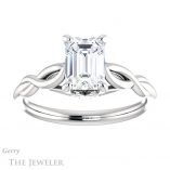 Emerald Cut Forever Brilliant Moissanite Engagement Ring #GTJ1137-emerald-fb-w