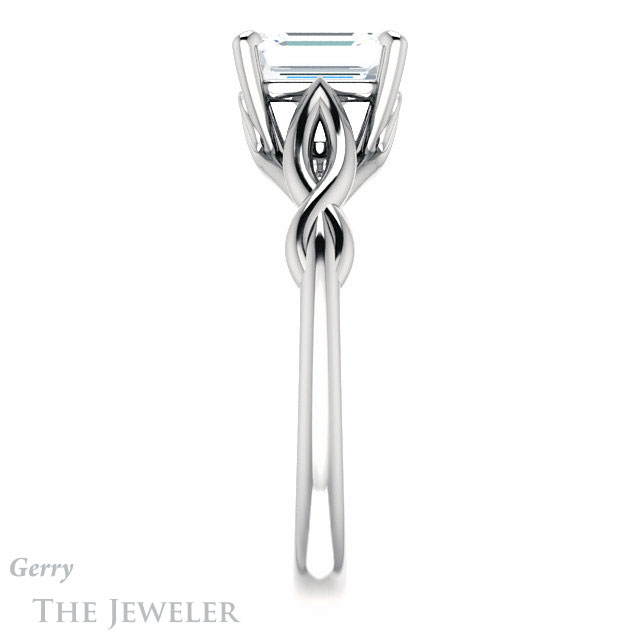 Emerald Cut Forever Brilliant Moissanite Engagement Ring #GTJ1137-emerald-fb-w