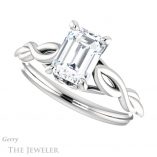 Emerald Cut Forever Brilliant Moissanite Engagement Ring #GTJ1137-emerald-fb-w