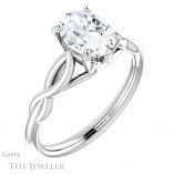Oval Shaped Forever One Moissanite Engagement Ring #GTJ1137-oval-fo-w 4 Oval Shaped Forever One Moissanite Engagement Ring #GTJ1137-oval-fo-w