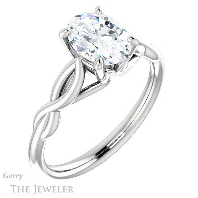 Oval Shaped Forever One Moissanite Engagement Ring #GTJ1137-oval-fo-w 4 Oval Shaped Forever One Moissanite Engagement Ring #GTJ1137-oval-fo-w