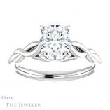Oval Shaped Forever One Moissanite Engagement Ring #GTJ1137-oval-fo-w 1 Oval Shaped Forever One Moissanite Engagement Ring #GTJ1137-oval-fo-w