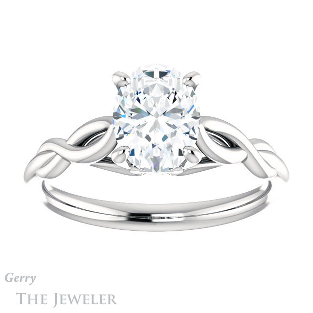 Oval Shaped Forever One Moissanite Engagement Ring #GTJ1137-oval-fo-w 1 Oval Shaped Forever One Moissanite Engagement Ring #GTJ1137-oval-fo-w