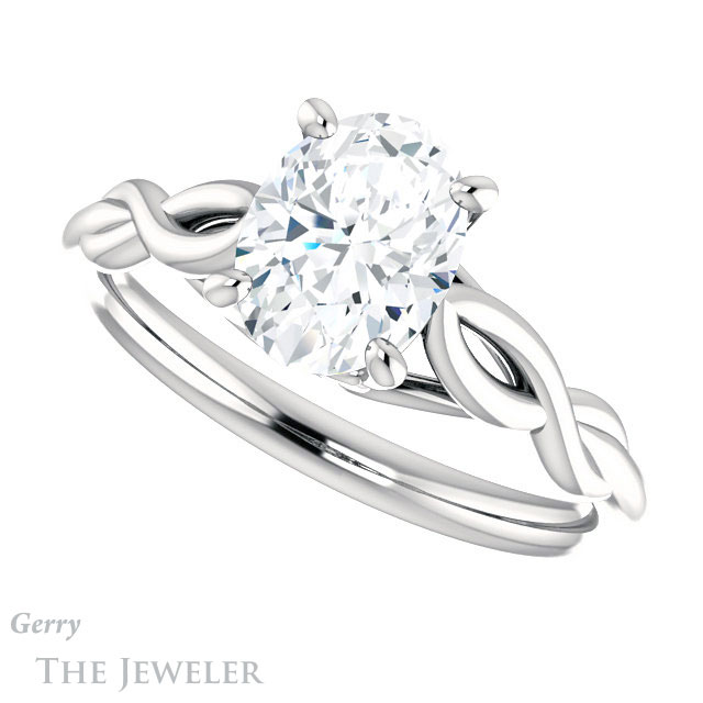 Oval Shaped Forever One Moissanite Engagement Ring #GTJ1137-oval-fo-w 5 Oval Shaped Forever One Moissanite Engagement Ring #GTJ1137-oval-fo-w
