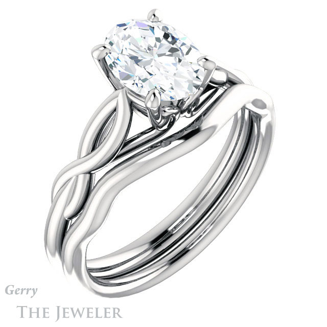 Oval Shaped Forever One Moissanite Engagement Ring #GTJ1137-oval-fo-w 6 Oval Shaped Forever One Moissanite Engagement Ring #GTJ1137-oval-fo-w