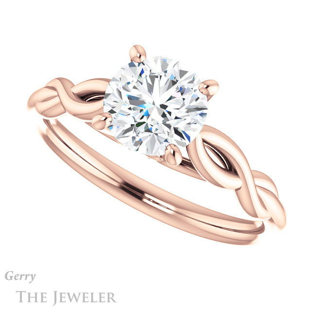 Round Cut Forever One Moissanite Engagement Ring #GTJ1137-round-fo-r 5 Round Cut Forever One Moissanite Engagement Ring #GTJ1137-round-fo-r