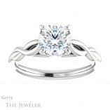 Round Cut Forever One Moissanite Engagement Ring #GTJ1137-round-fo-w 1 Round Cut Forever One Moissanite Engagement Ring #GTJ1137-round-fo-w