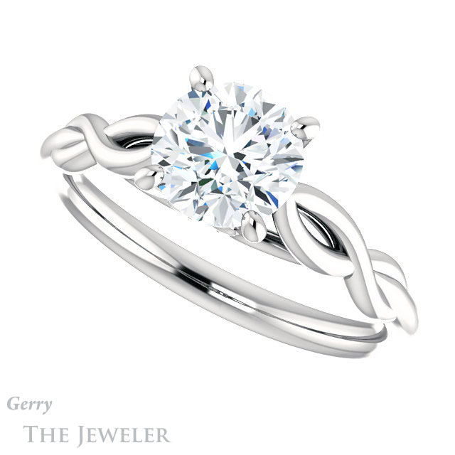 Round Cut Forever One Moissanite Engagement Ring #GTJ1137-round-fo-w 5 Round Cut Forever One Moissanite Engagement Ring #GTJ1137-round-fo-w