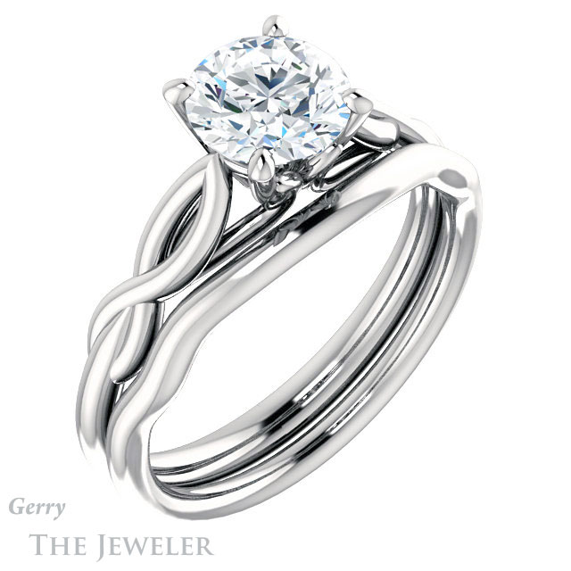 Round Cut Forever One Moissanite Engagement Ring #GTJ1137-round-fo-w 6 Round Cut Forever One Moissanite Engagement Ring #GTJ1137-round-fo-w