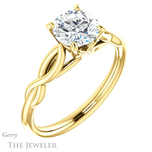 Round Cut Forever One Moissanite Engagement Ring #GTJ1137-round-fo-y 4 Round Cut Forever One Moissanite Engagement Ring #GTJ1137-round-fo-y