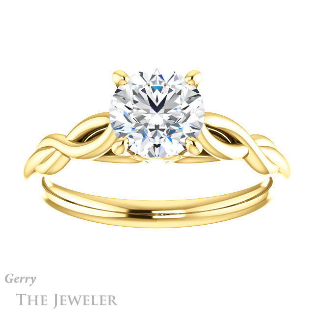 Round Cut Forever One Moissanite Engagement Ring #GTJ1137-round-fo-y 1 Round Cut Forever One Moissanite Engagement Ring #GTJ1137-round-fo-y