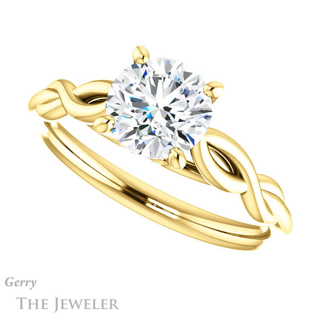 Round Cut Forever One Moissanite Engagement Ring #GTJ1137-round-fo-y 5 Round Cut Forever One Moissanite Engagement Ring #GTJ1137-round-fo-y