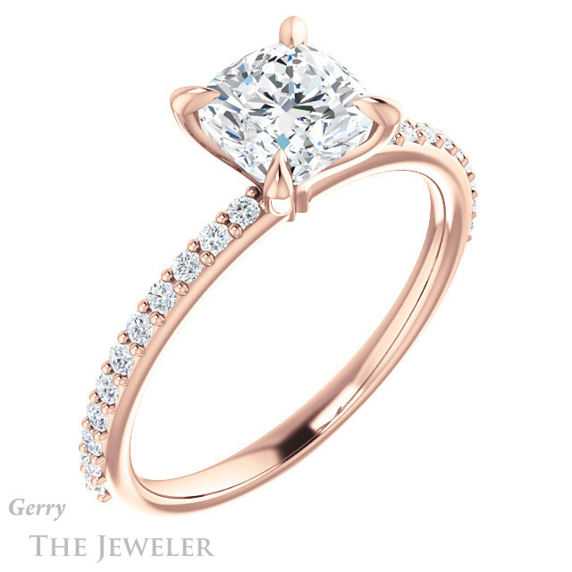Cushion Cut Forever One Moissanite Engagement Ring #GTJ1138-cushion-fo-r 4 Cushion Cut Forever One Moissanite Engagement Ring #GTJ1138-cushion-fo-r